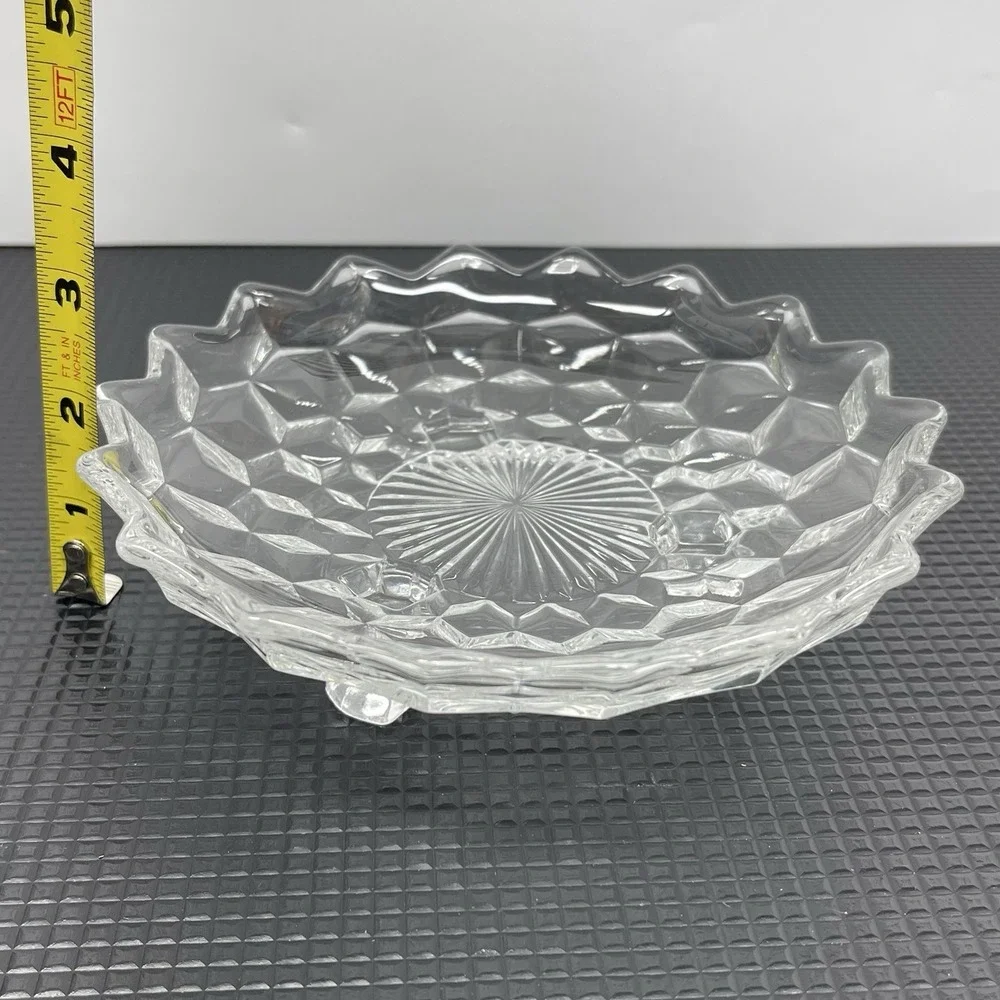 Vintage Fostoria American Clear Cubist Glass 6.5